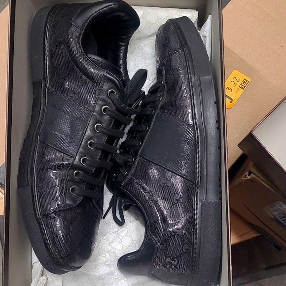Men's Black Designer Sneakers Gucci GG imprivee/Mir gomma. - Picture 1 of 7
